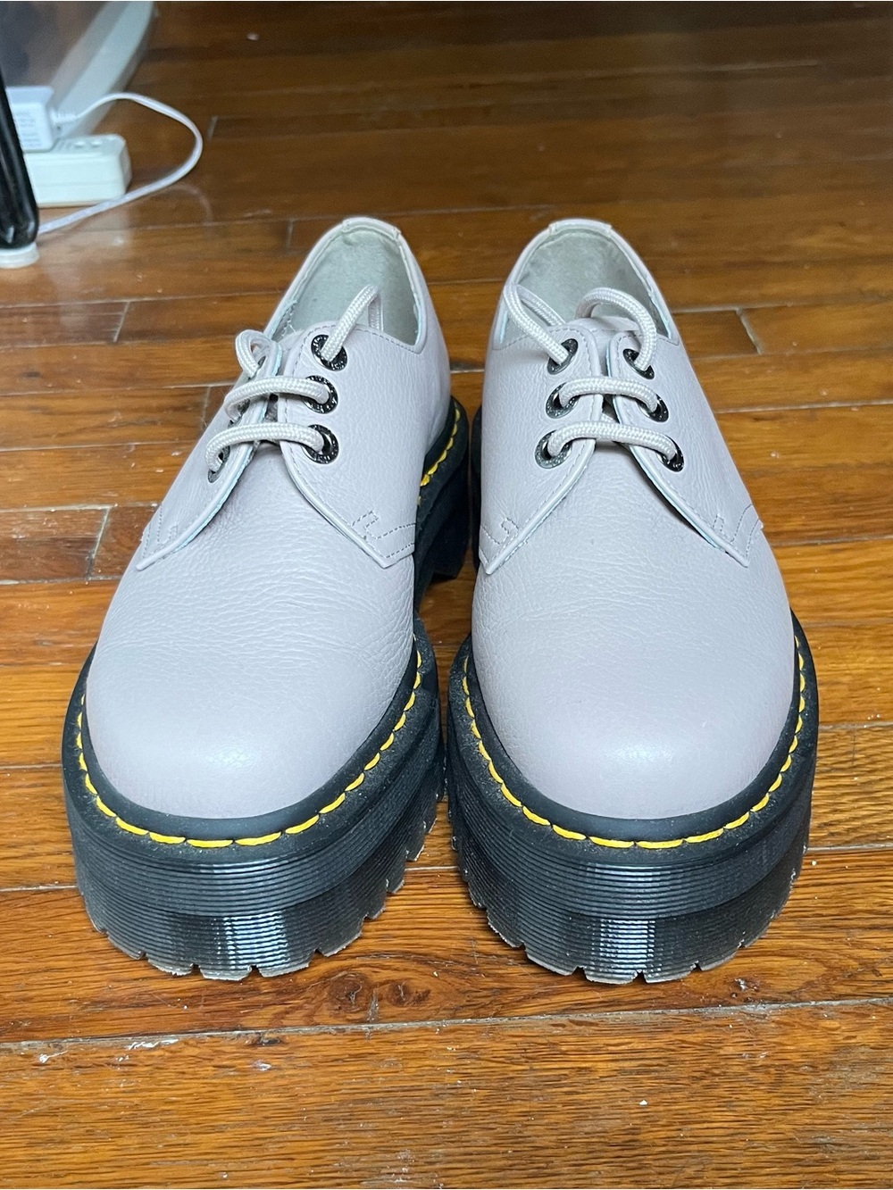 Taupe Leather Platform Shoes View 2